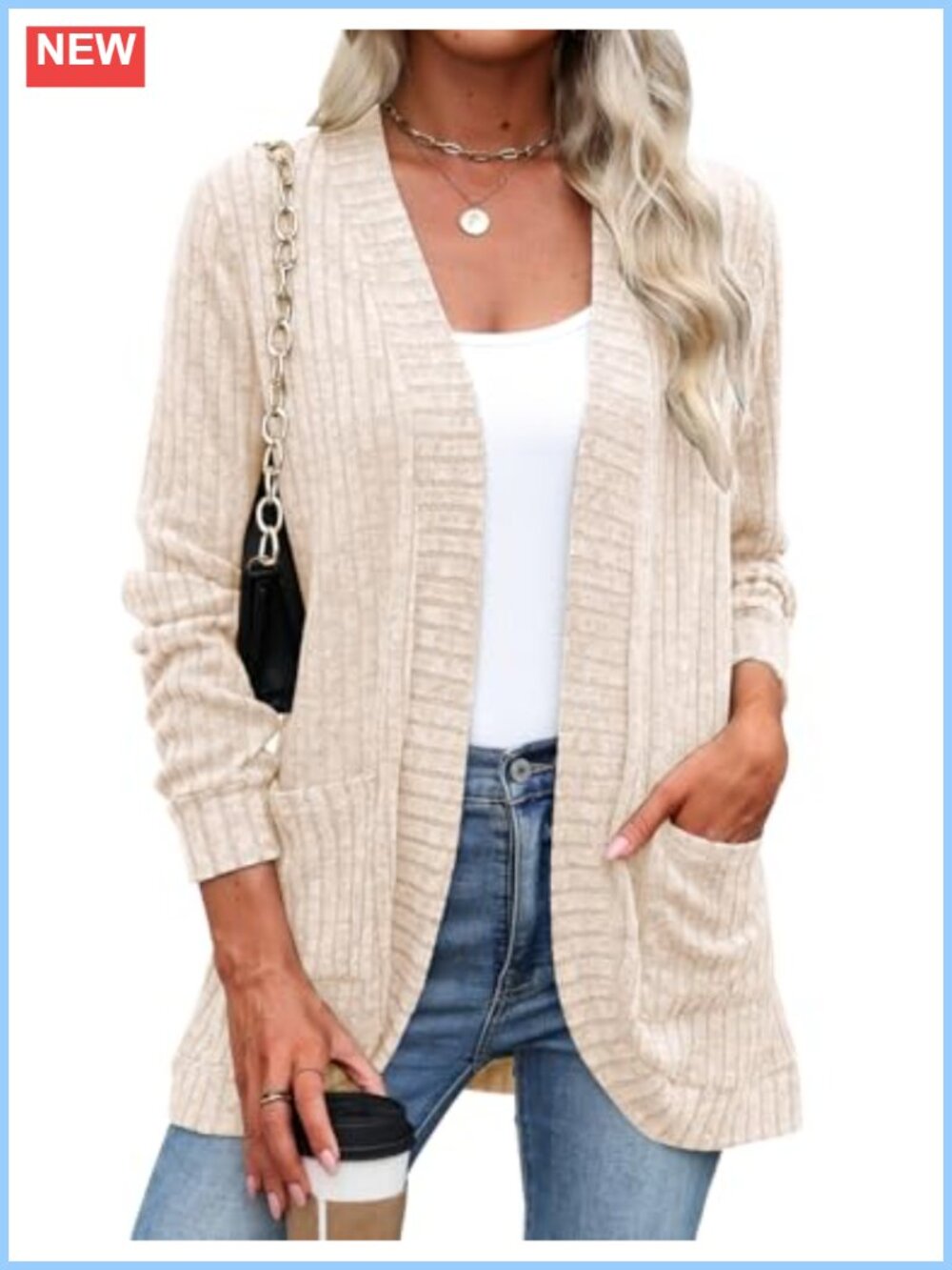 Lightweight Open Front Duster Cardigan Sweater with Pockets